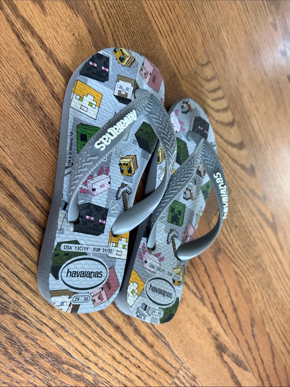 Havaianas Kids Gray Minecraft Graphic Flip Flops